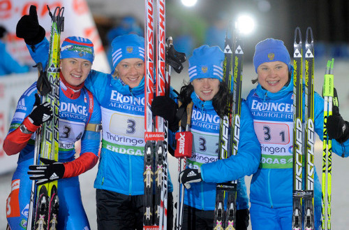 Победа у России в женской эстафете по биатлону Кубка Мира 2011-2012!